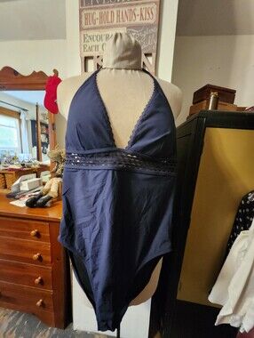 J Crew Navy Halter One-Piece Swim Suit